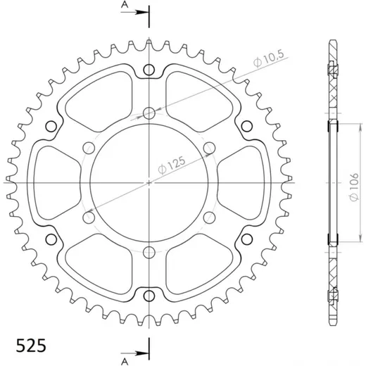 Stealth-Rear Sprocket / Chain Wheel Supersprox 525/51t gold