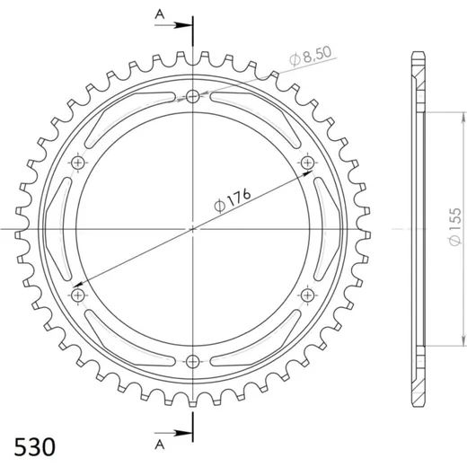 Steel-Rear Sprocket / Chain Wheel Supersprox 530/47t black 86601-47