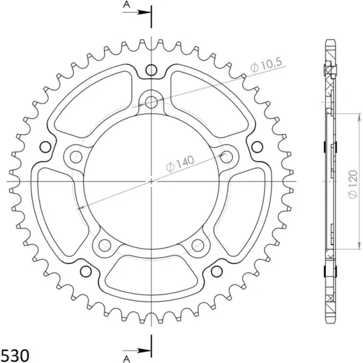 Stealth-Rear Sprocket / Chain Wheel Supersprox 530/49t gold 86603S49