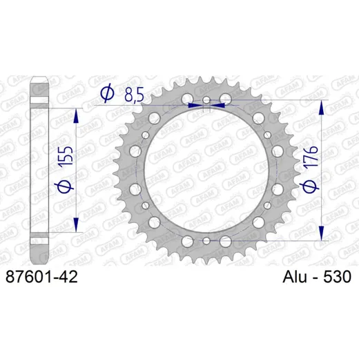 Alu-Kettenrad AFAM 530 - 42Z Gun Metal 8760142