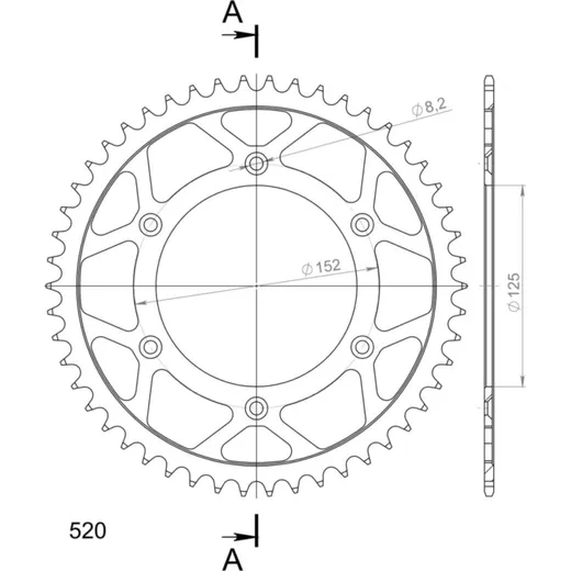 Steel-Rear Sprocket / Chain Wheel Supersprox 520/51t black 92340-51