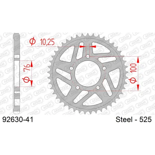 Stahl-Kettenrad AFAM 525 - 41Z Silber 9263041