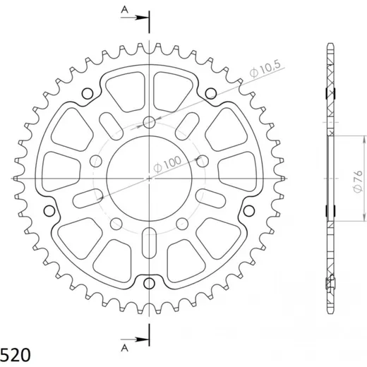 Stealth-Rear Sprocket / Chain Wheel Supersprox 520/47t black 92902K47