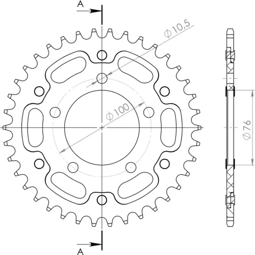 Stealth-Kettenrad Supersprox 525/39Z schwarz 92903K39
