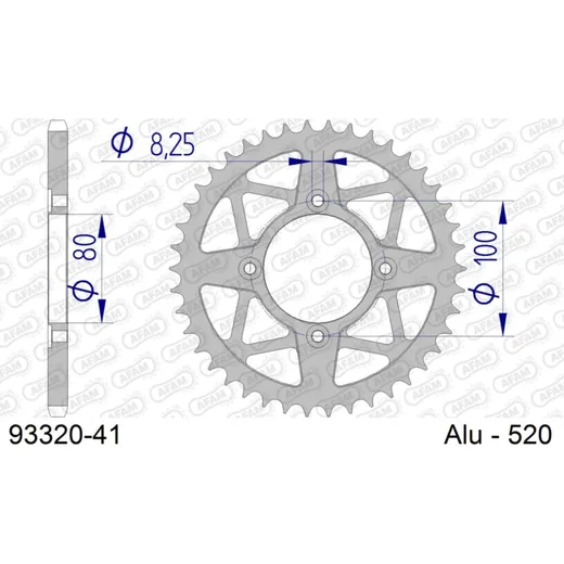 Alu Chain Wheel - Rear Sprocket AFAM 520 - 41t SILVER 9332041