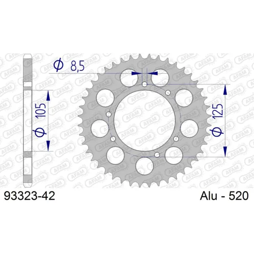 Alu-Kettenrad AFAM 520 - 42Z Silber 9332342