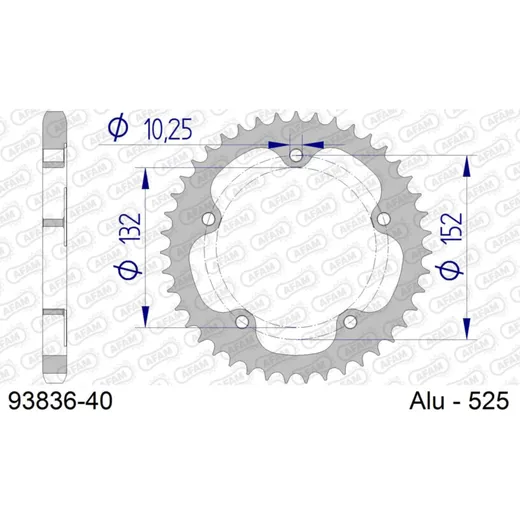 Alu-Kettenrad AFAM 525 - 40Z Gun Metal 9383640