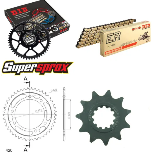 Kettensatz Stahl für: MALAGUTI XSM 50 03-13 11-45-126 DID420NZ3(G&B) Clip