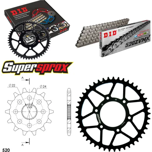 Chain Kit - Steel - for: APRILIA SX125 08-08 14-45-102 DID520ZVM-X endless