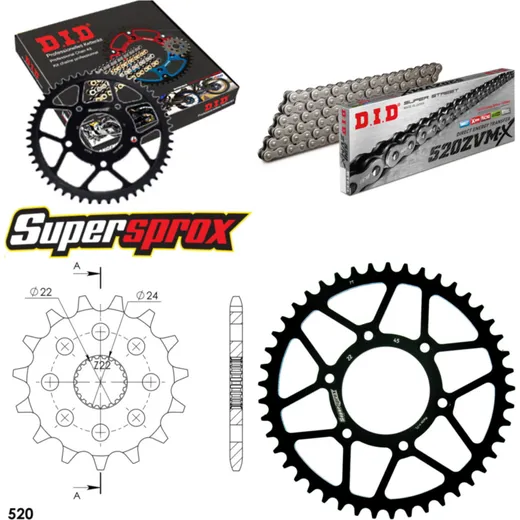Chain Kit - Steel - for: APRILIA SX125 09-14 15-45-102 DID520ZVM-X endless