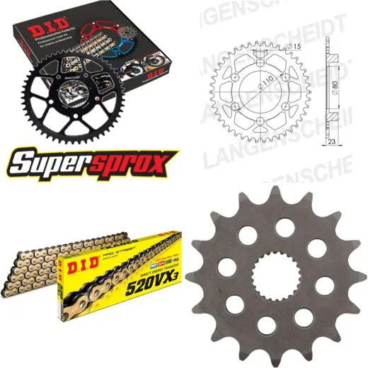 Chain Kit - Steel - for: APRILIA AF1 125 Replica 88-90 16-36-106 DID520VX3(G&B) endless