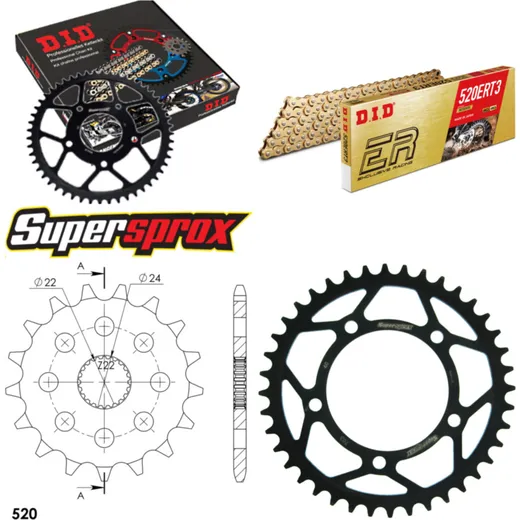 Chain Kit - Steel - for: APRILIA RS125 Extrema/Replica 06-12 17-40-110 DID520ERT2(G&G) Clip