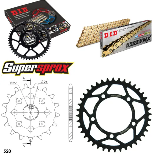 Chain Kit - Steel - for: APRILIA RS125 Extrema/Replica 06-12 17-40-110 DID520ZVM-X(G&G) rivet