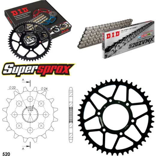 Chain Kit - Steel - for: APRILIA MX125 04-09 16-45-112 DID520ZVM-X rivet