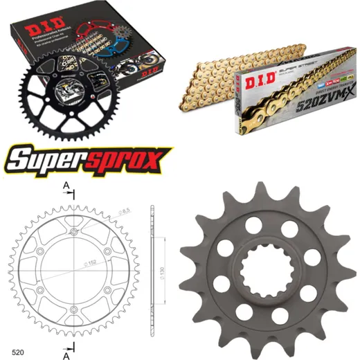 Chain Kit - Steel - for: APRILIA MXV450 09-14 15-49-112 DID520ZVM-X(G&G) rivet