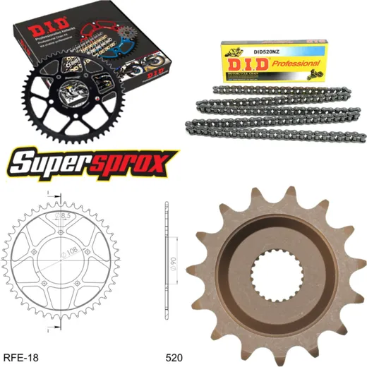 Kettensatz Stahl für: APRILIA ETX600 Tuareg 85-87 15-46-104 DID520NZ Clip