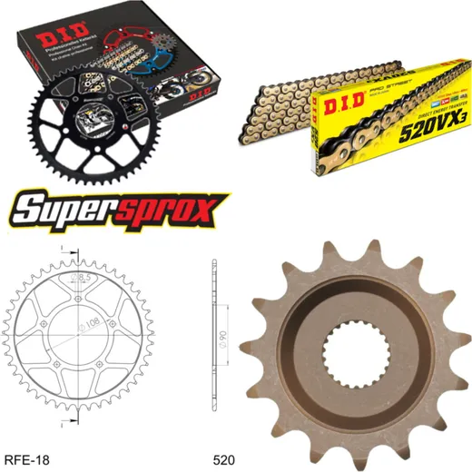 Chain Kit - Steel - for: APRILIA ETX600 Tuareg 85-87 15-46-104 DID520VX3(G&B) Clip