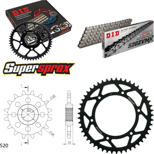 Chain Kit - Steel - for: APRILIA Moto 6.5 Starck 95-00 16-49-108 DID520ZVM-X rivet
