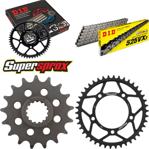 Chain Kit - Steel - for: APRILIA Caponord 1200 13-15 17-42-112 DID525VX3 rivet