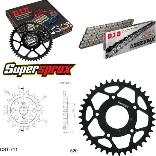 Kettensatz Stahl für: CAGIVA Cruiser 125 87-89 14-39-112 DID520ZVM-X Endlos