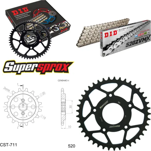 Kettensatz Stahl für: CAGIVA Mito 125 Evolution 1 95-99/Mit 14-41-114 DID520ZVM-X(S&S) Endlos