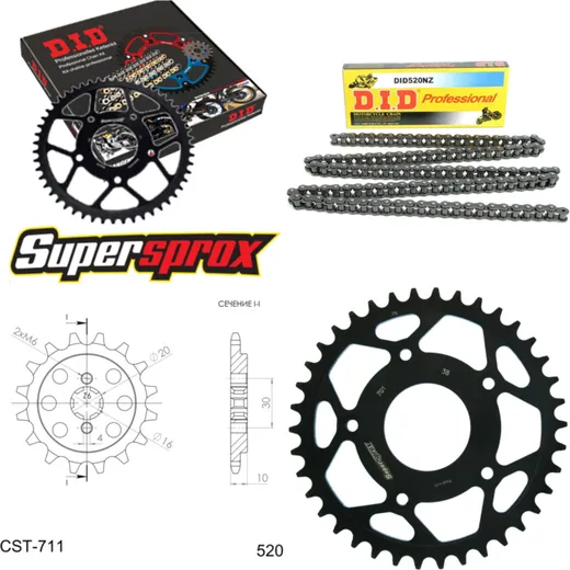Kettensatz Stahl für: CAGIVA Mito 125 Evolution 2 00-04 14-38-112 DID520NZ Clip