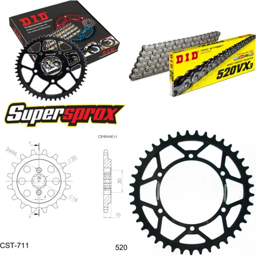 Chain Kit - Steel - for: CAGIVA Freccia C12R 89-92 14-41-114 DID520VX3 endless
