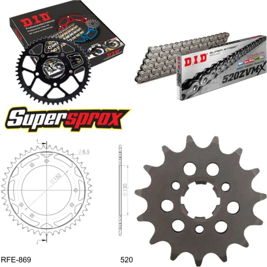 Chain Kit - Steel - for: CAGIVA Canyon 500 99-01/Canyon 600 96 15-45-114 DID520ZVM-X endless