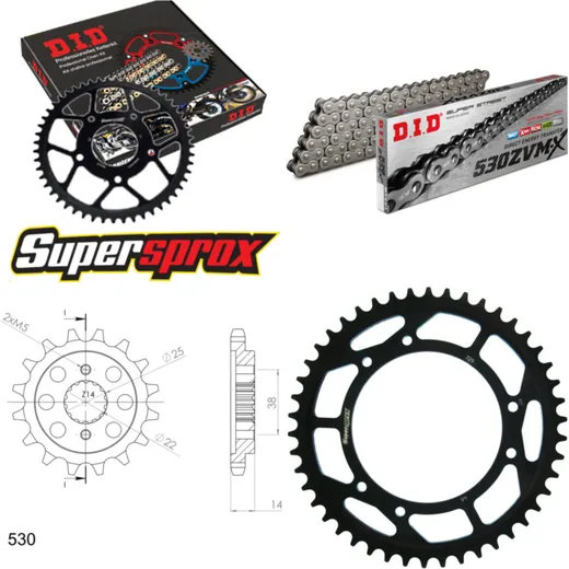 Kettensatz Stahl für: CAGIVA Elefant 750 94-97 15-46-108 DID530ZVM-X Niet
