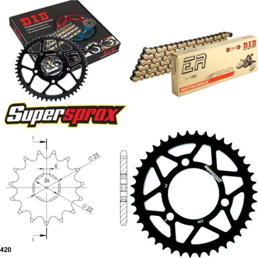 Chain Kit - Steel - for: HONDA MTX50 S [FR] 83-84 14-42-124 DID420NZ3(G&B) Clip