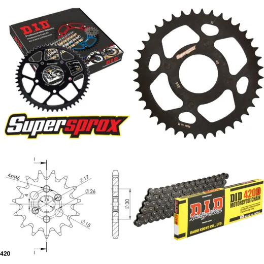 Kettensatz Stahl für: HONDA TRX70 86-87 13-36-072 DID420D Clip