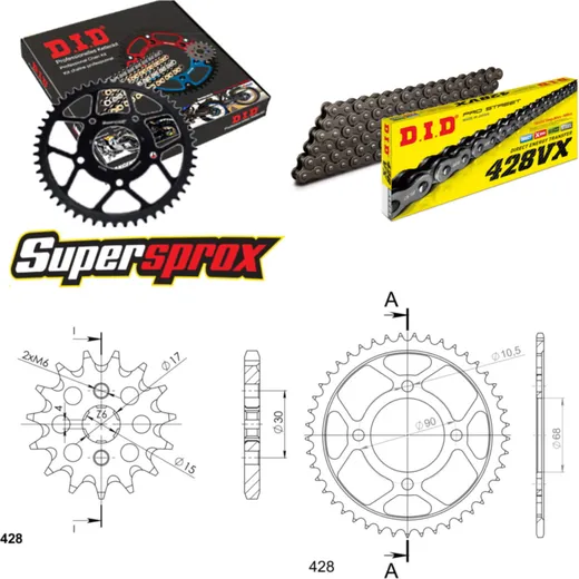 Chain Kit - Steel - for: HONDA MTX80 R2 87-87 15-45-126 DID428VX endless