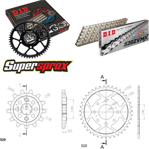 Chain Kit - Steel - for: HONDA CA125 Rebel 95-00 13-39-112 DID520ZVM-X(S&S) endless