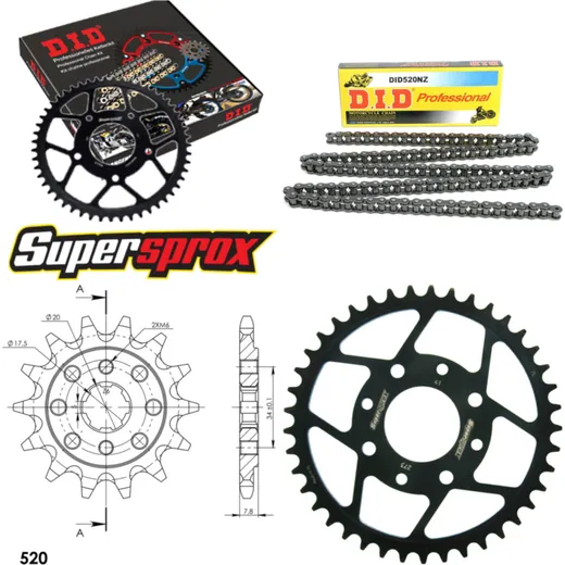 Chain Kit - Steel - for: HONDA VT125 C Shadow 99-08 14-41-112 DID520NZ Clip