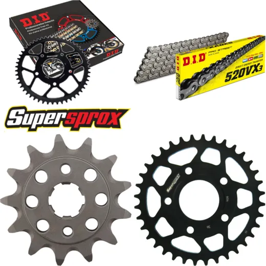 Kettensatz Stahl für: HONDA NSR125 89-93 13-36-108 DID520VX3 Niet