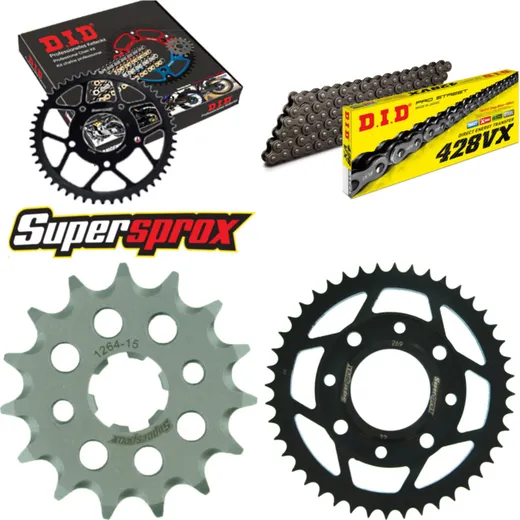 Chain Kit - Steel - for: HONDA CBZ125 F - 15-44-128 DID428VX endless
