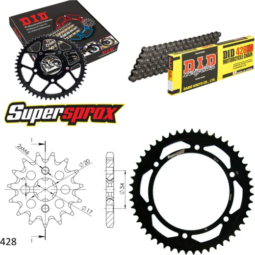 Chain Kit - Steel - for: HONDA XLR125 R 98-99 17-51-132 DID428HD Clip
