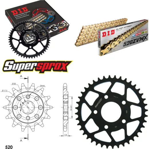Chain Kit - Steel - for: HONDA CRM125 90-94 14-40-108 DID520ZVM-X(G&G) endless