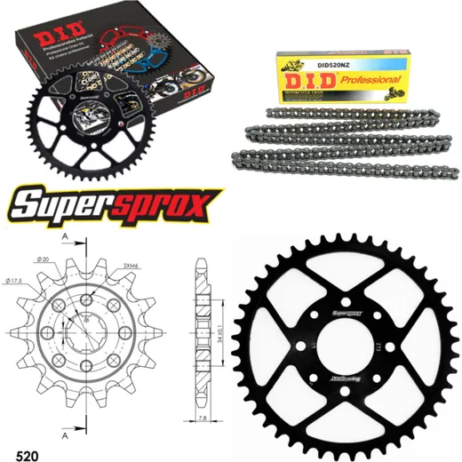 Chain Kit - Steel - for: HONDA XL125 V Varadero 01-13 14-44-110 DID520NZ Clip