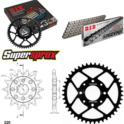 Chain Kit - Steel - for: HONDA XL125 V Varadero 01-13 14-44-110 DID520ZVM-X endless