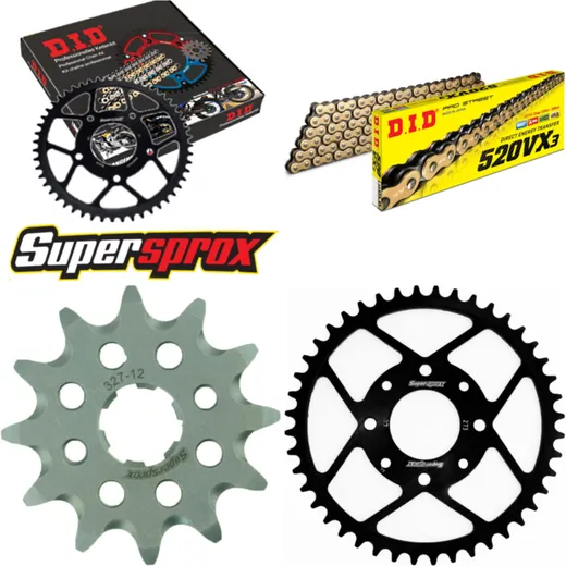 Chain Kit - Steel - for: HONDA XL125 V Varadero 80 km/h BOE 12-44-110 DID520VX3(G&B) rivet