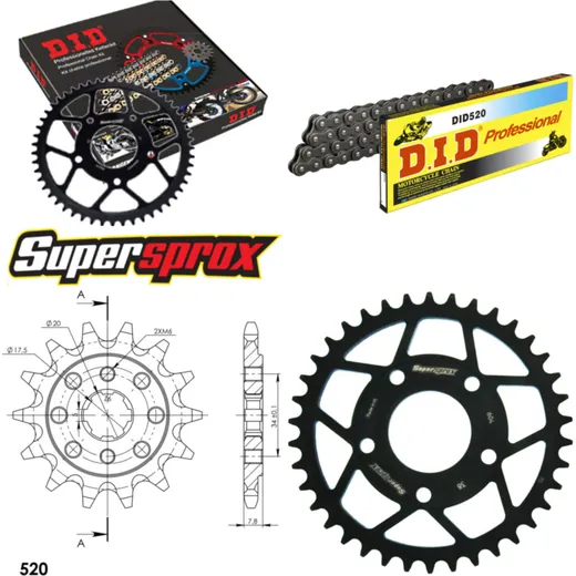 Chain Kit - Steel - for: HONDA NSR125 [FR] 00-03 14-38-110 DID520 Clip