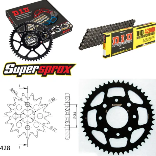 Kettensatz Stahl für: HONDA XL125 S 79-84 14-47-118 DID428HD Clip