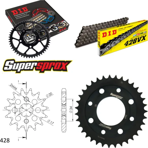 Chain Kit - Steel - for: HONDA EZ90 Cub 90-95 14-35-110 DID428VX endless