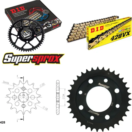 Chain Kit - Steel - for: HONDA CM200 T 80-84 15-35-112 DID428VX(G&B) endless