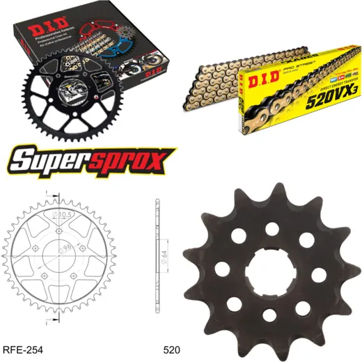 Chain Kit - Steel - for: HONDA XL200 R Paris Dakar 83-84 13-43-104 DID520VX3(G&B) endless