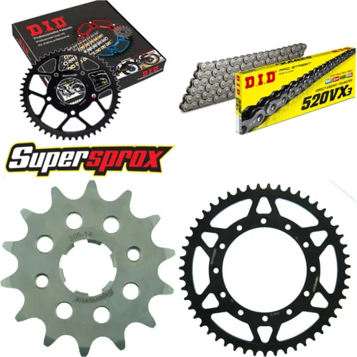 Kettensatz Stahl für: HONDA CL250 SC 82-83 14-51-106 DID520VX3 Clip