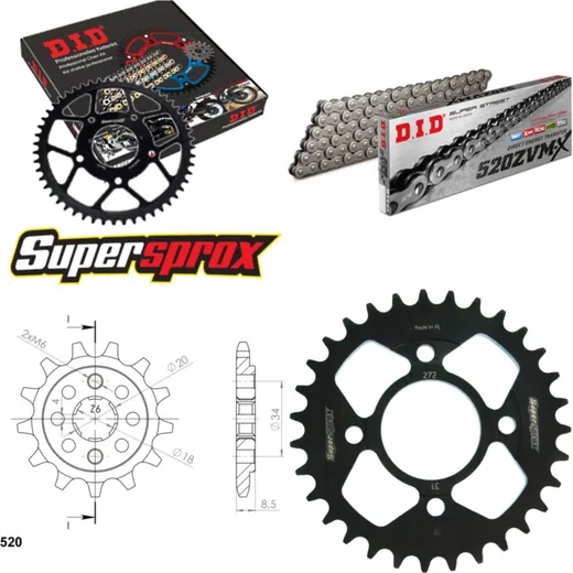Chain Kit - Steel - for: HONDA CMX250/CB250 R Rebel 96-99 14-31-108 DID520ZVM-X rivet