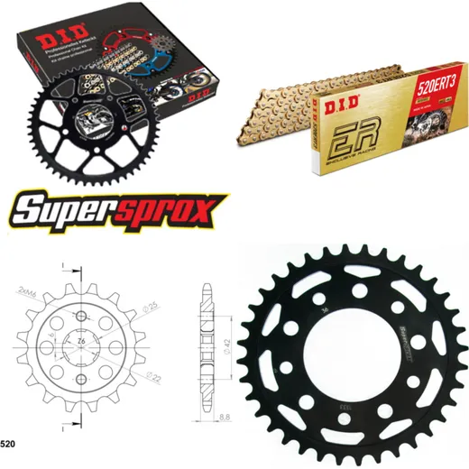 Chain Kit - Steel - for: HONDA CB400 N 83-85 16-36-100 DID520ERT2(G&G) Clip