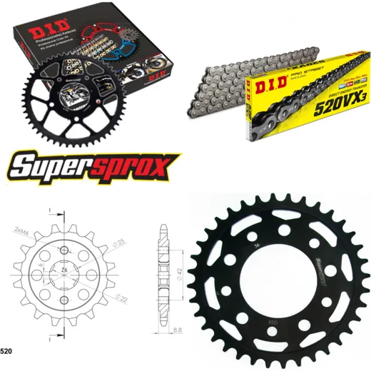 Chain Kit - Steel - for: HONDA CB400 N 83-85 16-36-100 DID520VX3 rivet